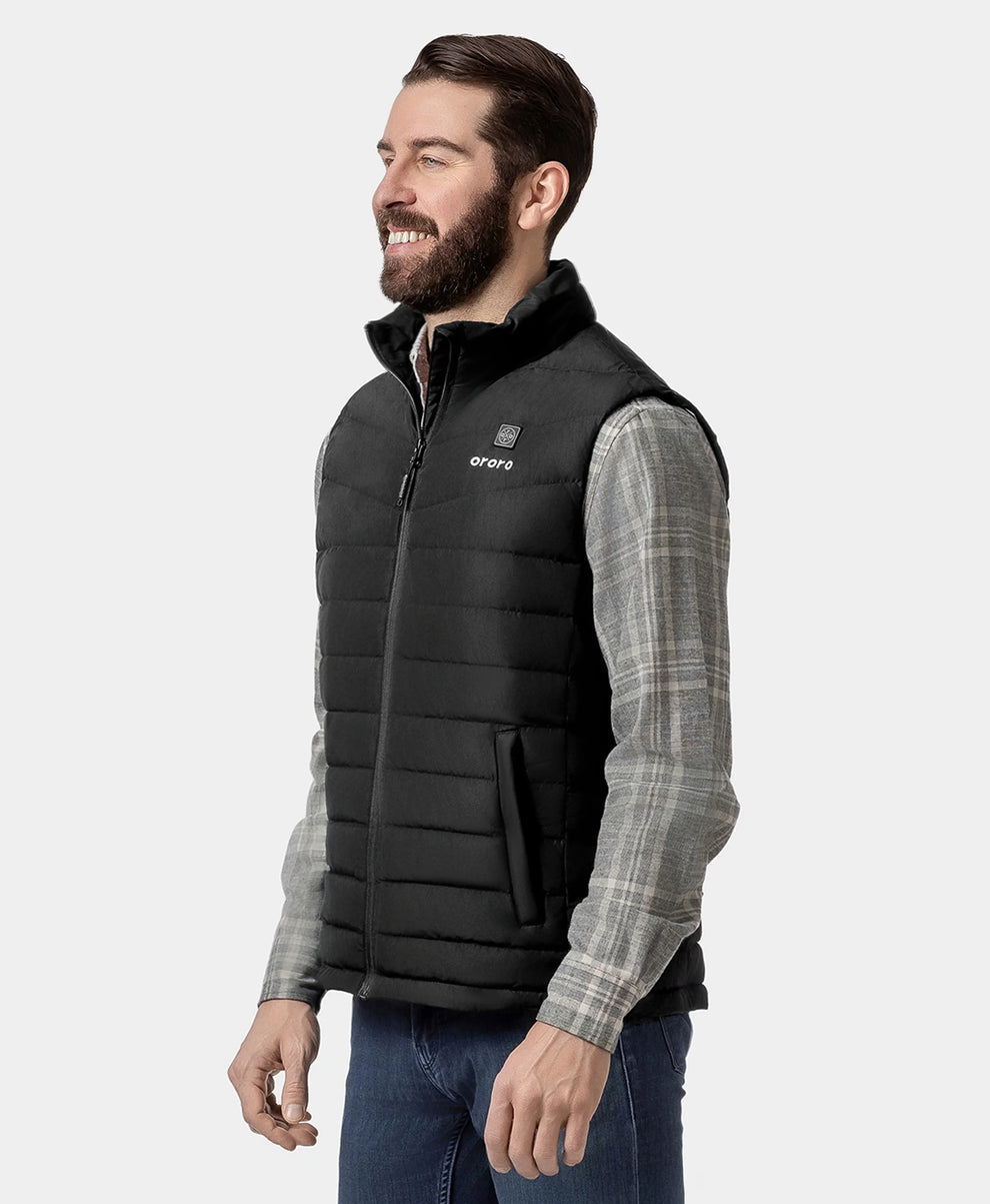 Men's Heated Lightweight Down Vest - Black, Thumbnail 3