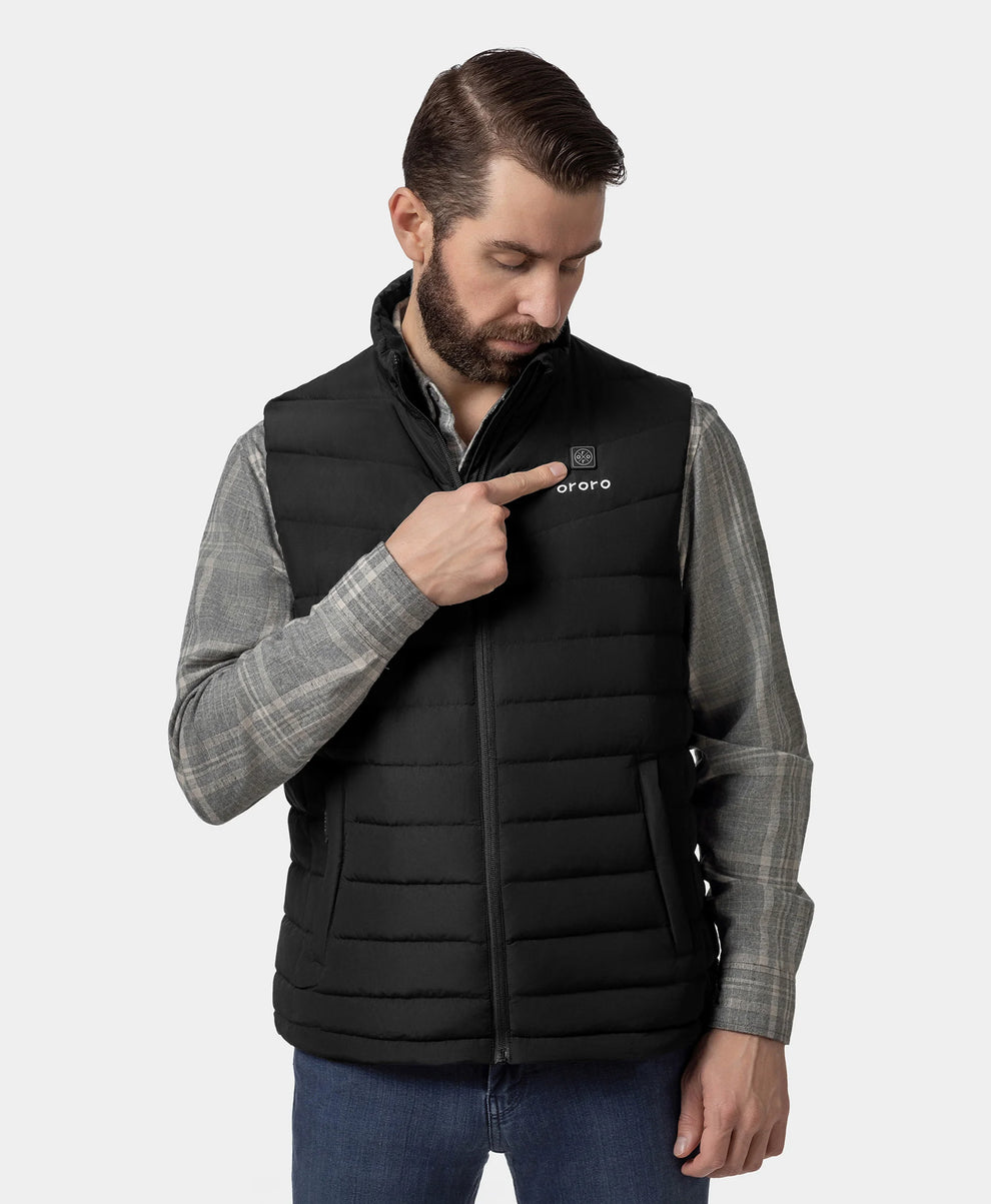 Men's Heated Lightweight Down Vest - Black, Thumbnail 5