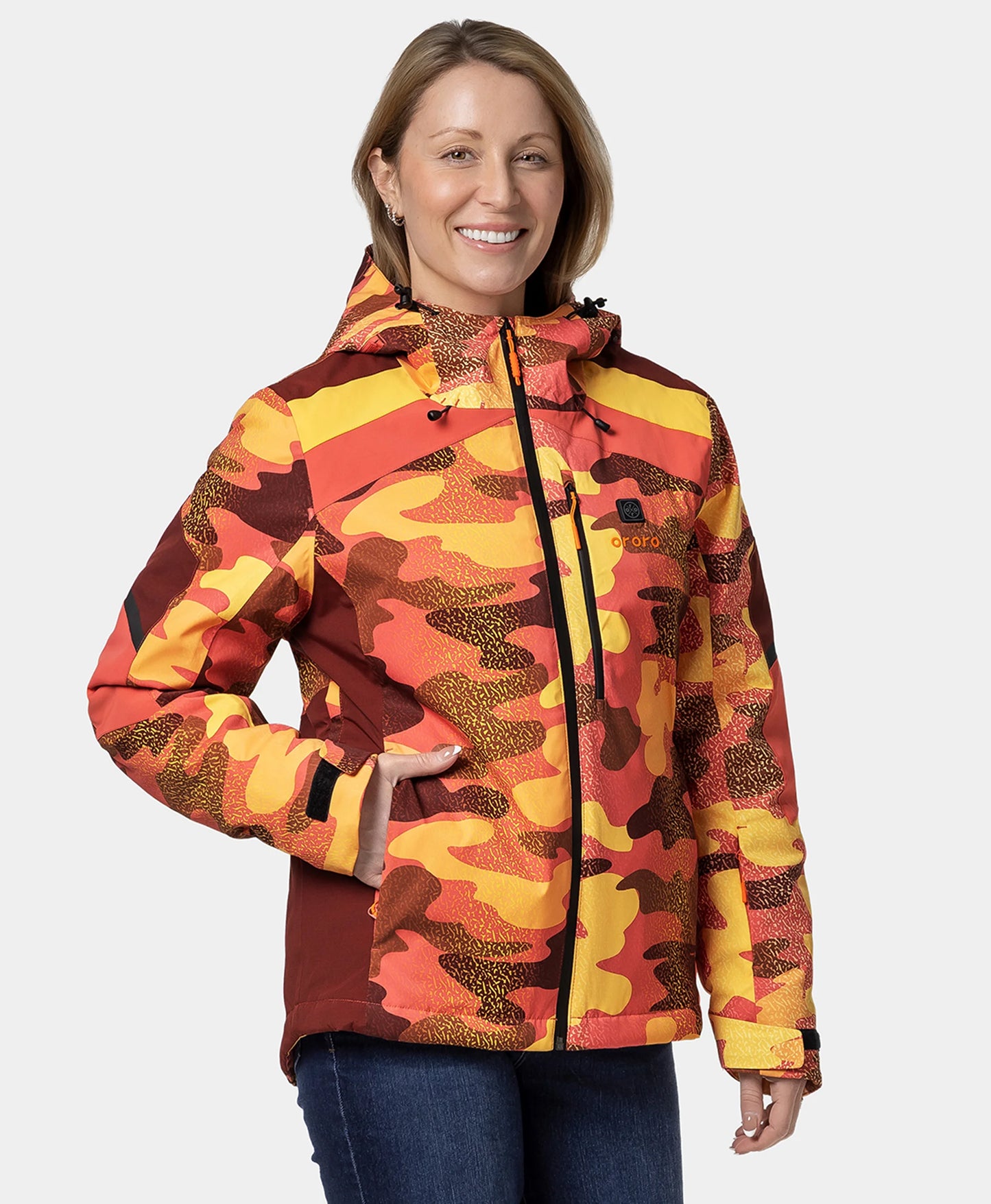 St. Moritz Women's Heated Snow Jacket - Coral Print