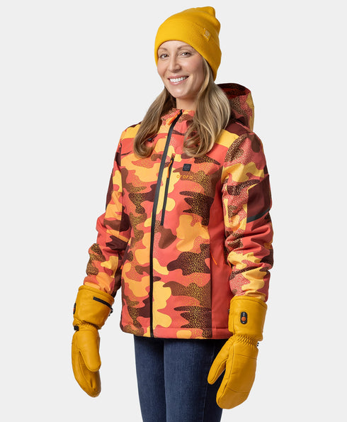 St. Moritz Women's Heated Snow Jacket - Coral Print ,view 1