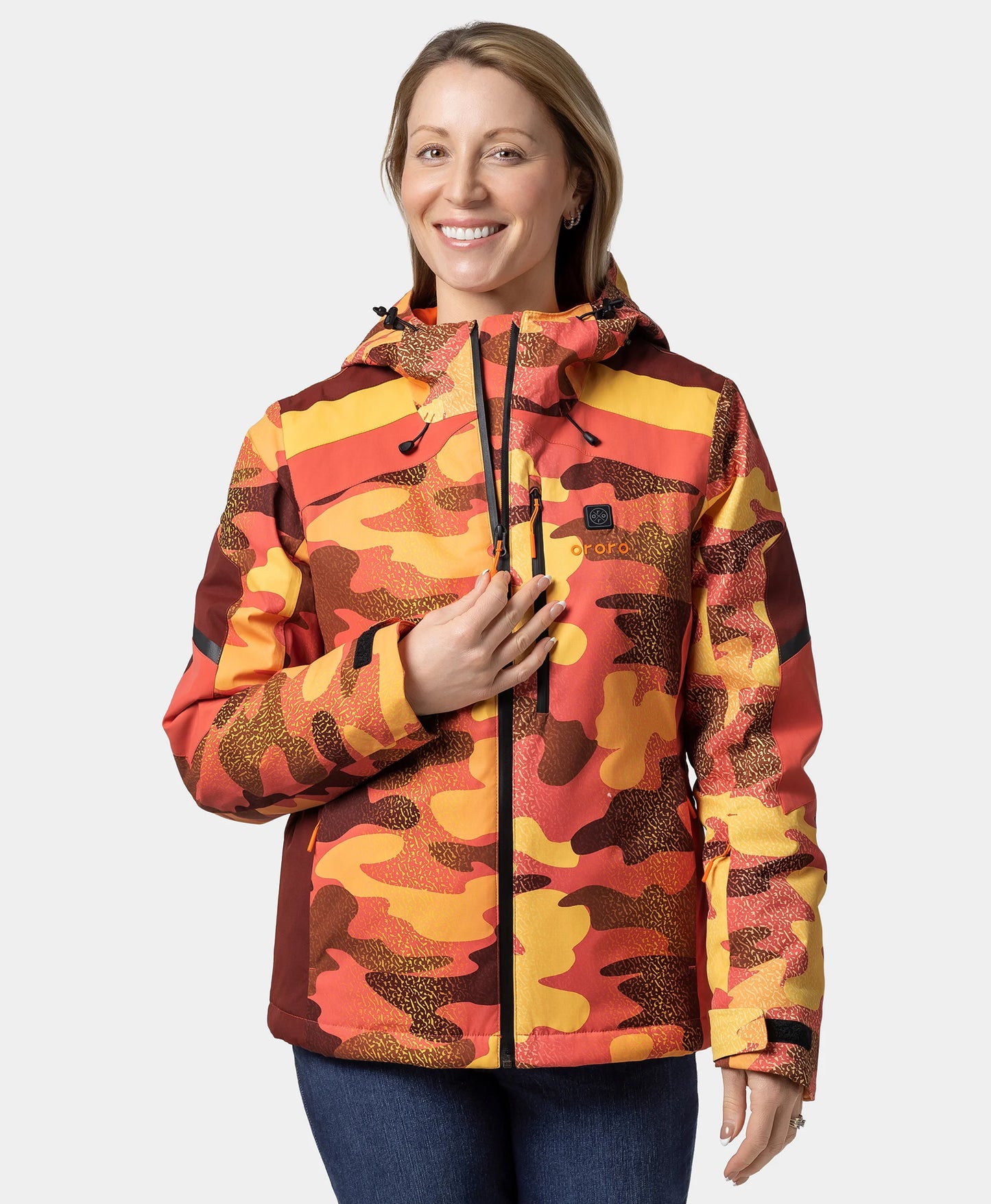 St. Moritz Women's Heated Snow Jacket - Coral Print