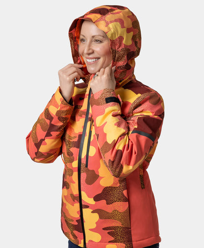 St. Moritz Women's Heated Snow Jacket - Coral Print