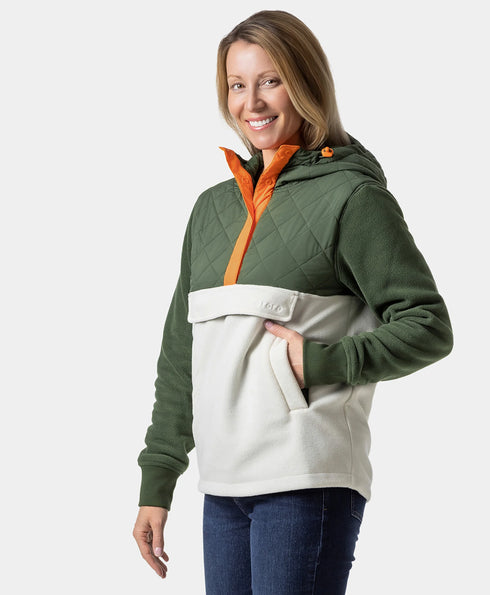 Daybreak Women's Colorblock Heated Anorak - Olive & Cream ,view 1