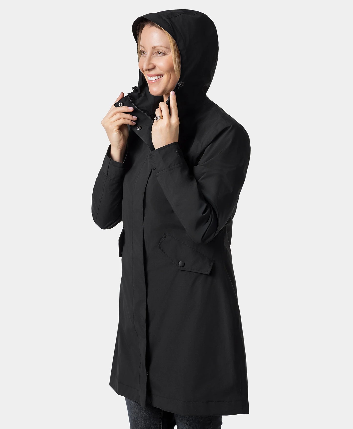 Downtown Women's Heated Rain Trench - Black