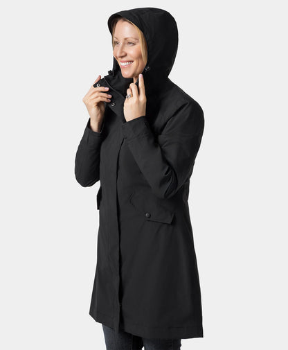 Downtown Women's Heated Rain Trench - Black