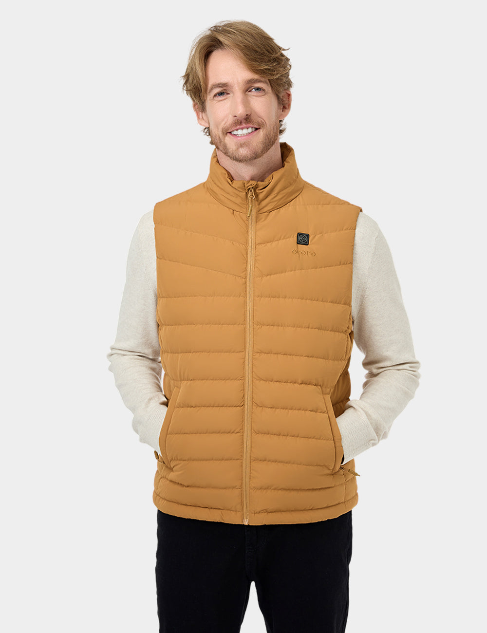 Men's Heated Lightweight Down Vest - Dark Khaki
