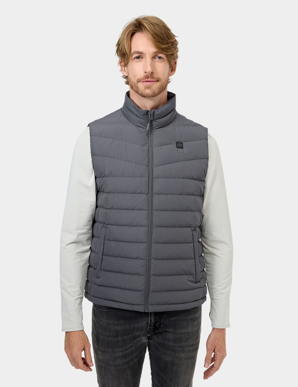Men's Heated Lightweight Down Vest - Dark Gray