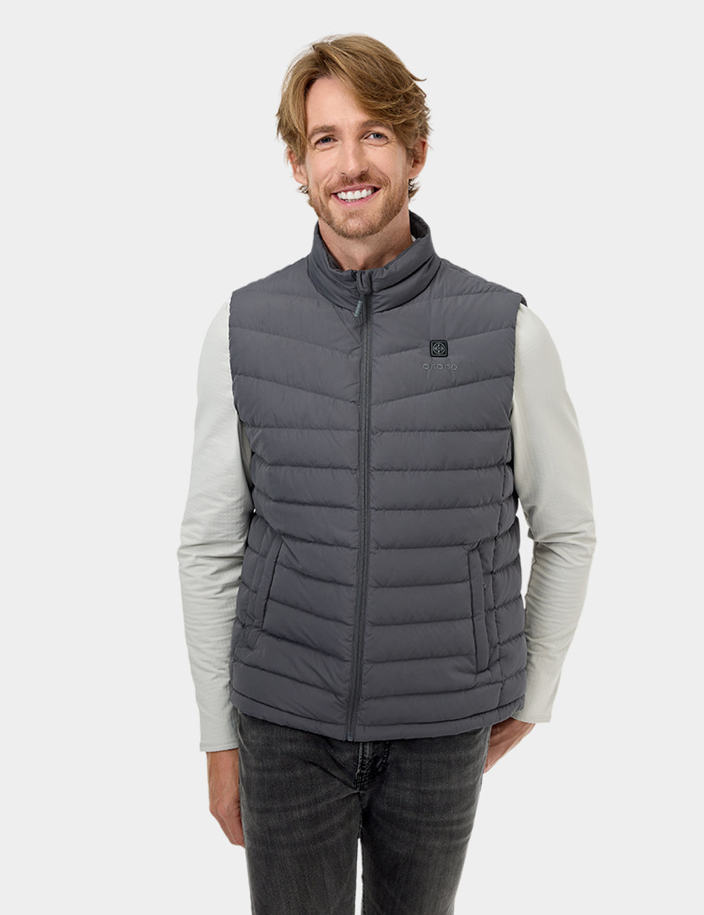 Men's Heated Lightweight Down Vest - Dark Gray