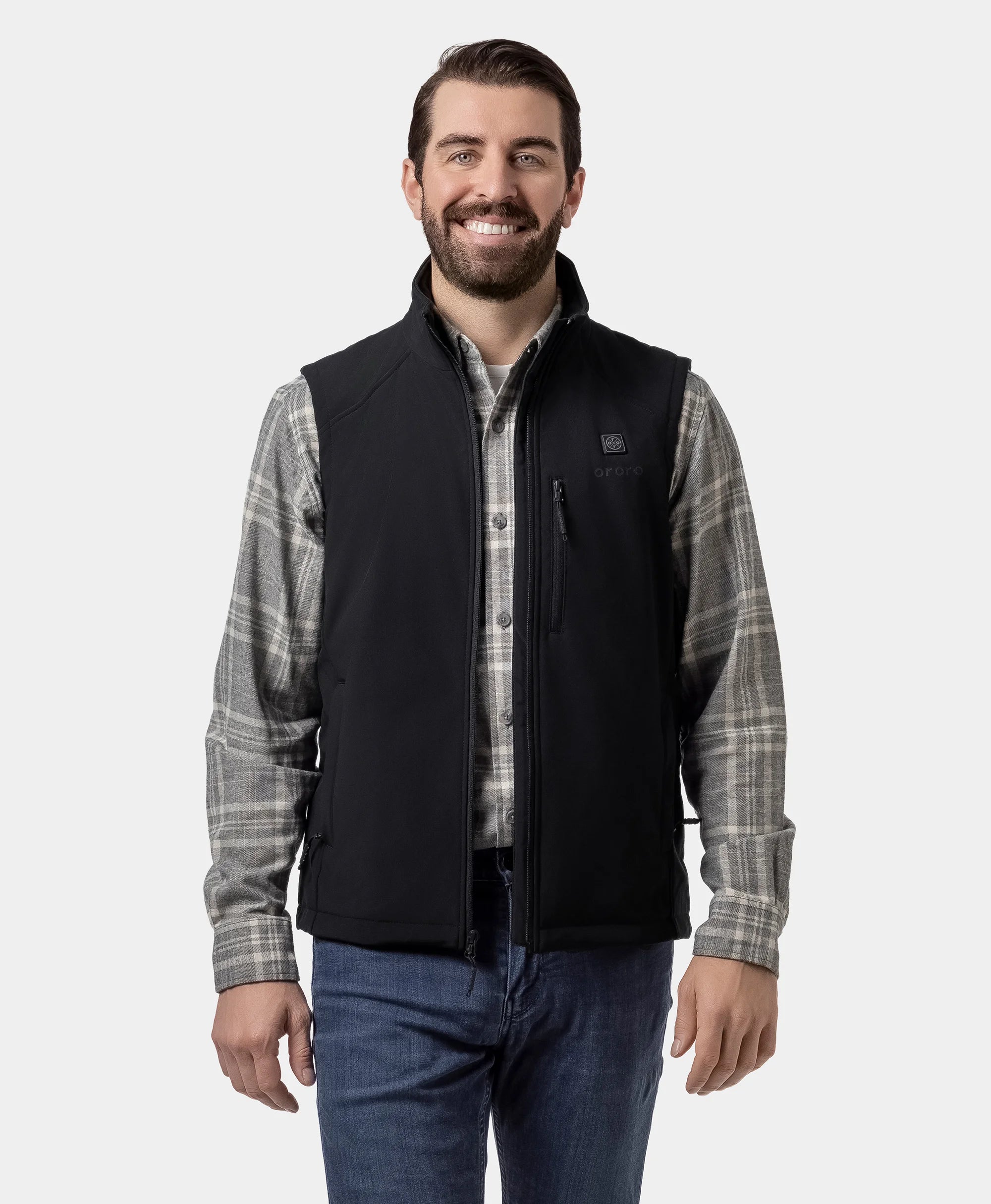 (Open-box) Men's Heated Softshell Vest - Black / Gray, Thumbnail 5
