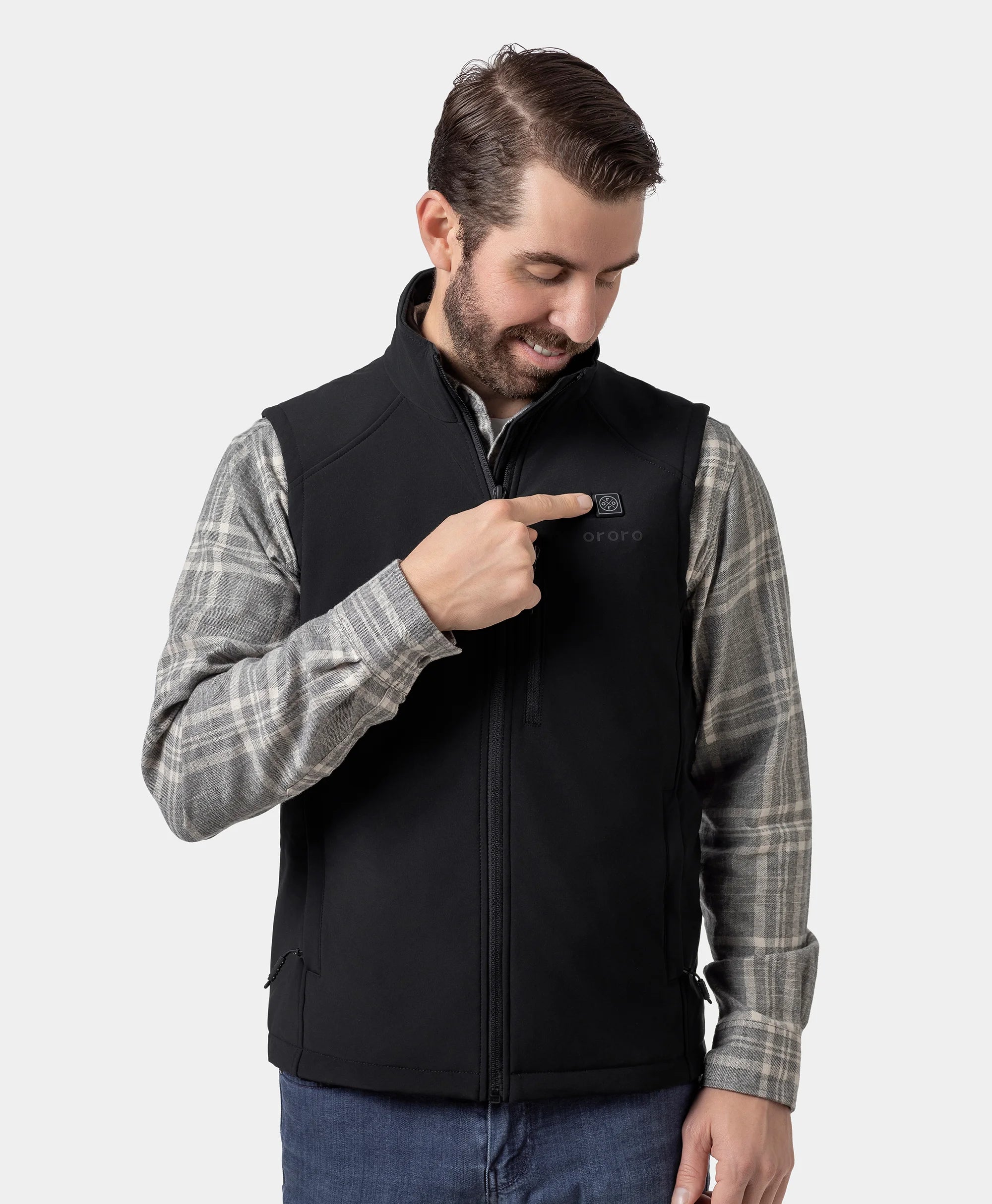 (Open-box) Men's Heated Softshell Vest - Black / Gray, Thumbnail 8