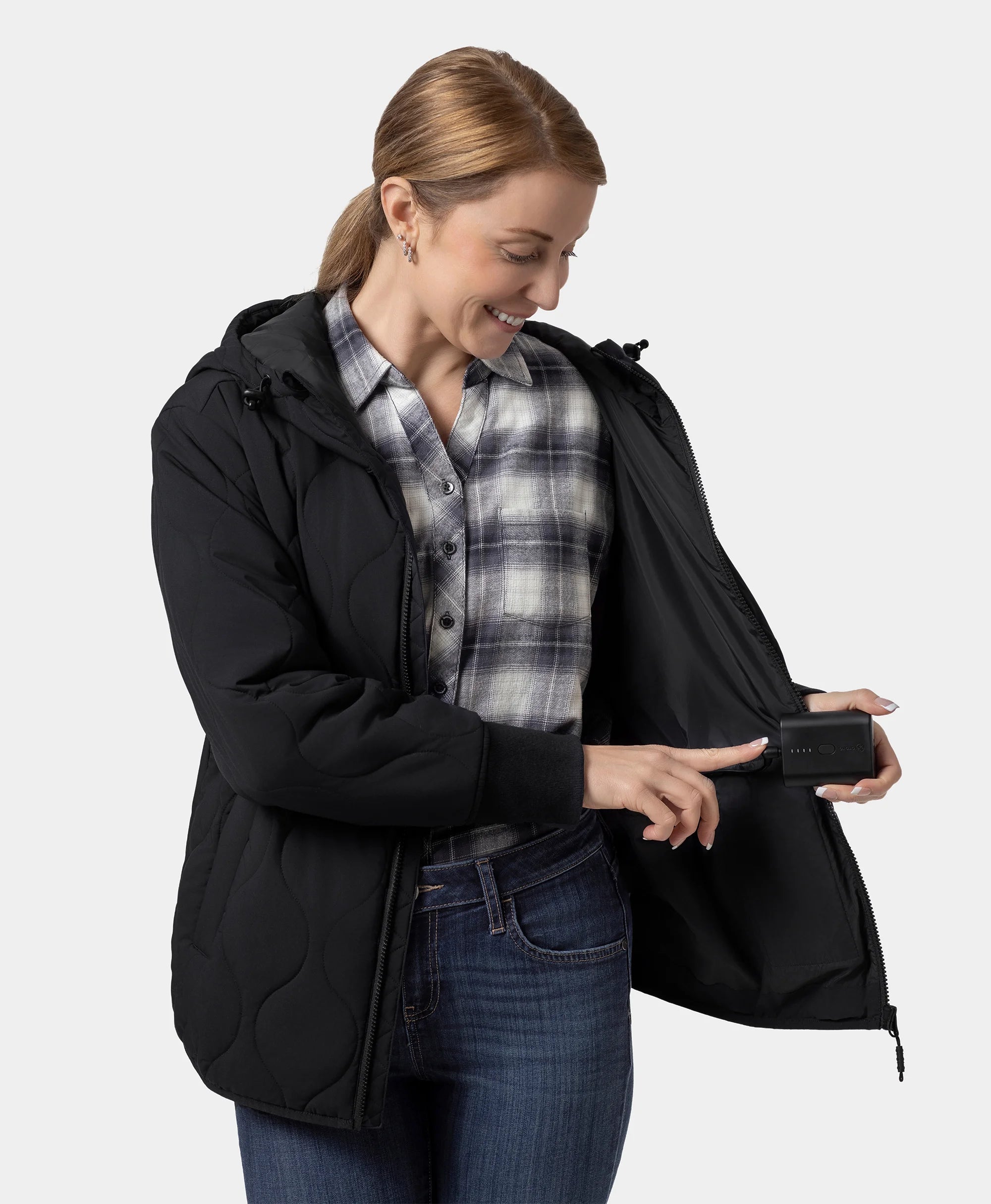 Stargazer Women's Heated Quilted Hoodie Jacket, Thumbnail 7