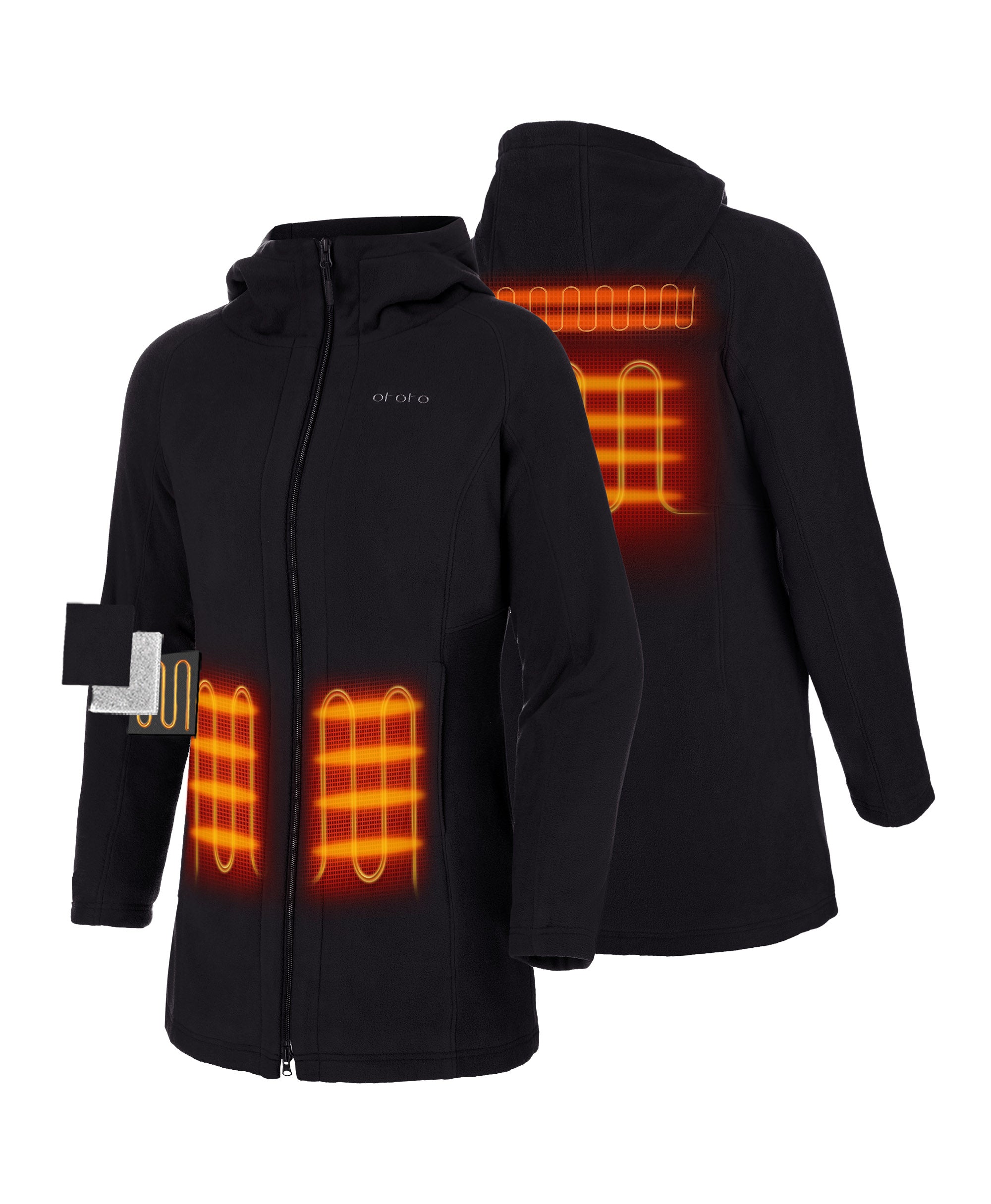 (Open-box) Felicity Women's Heated Long Hooded Fleece Jacket, Thumbnail 14