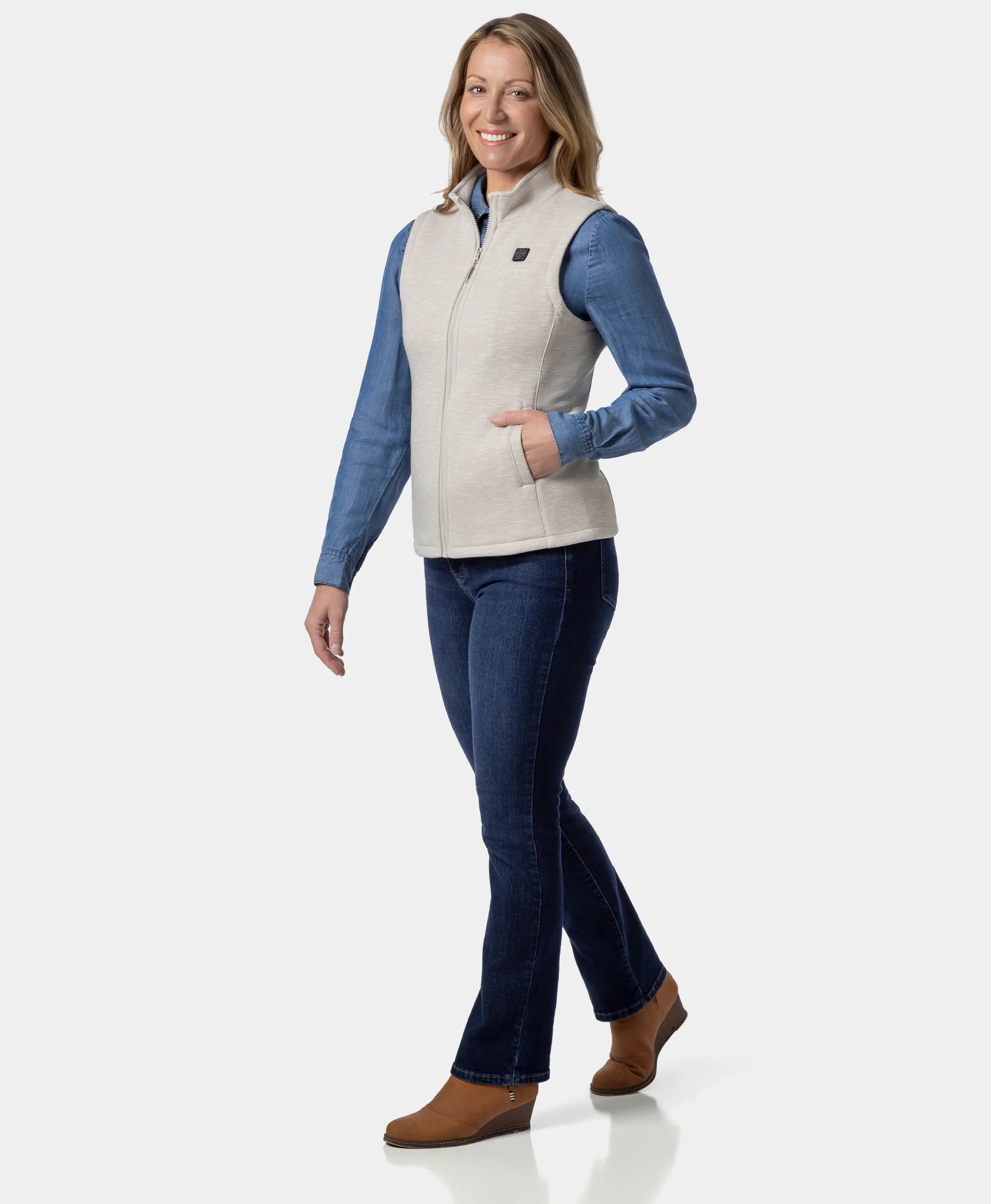 Women's Heated Fleece Vest, Thumbnail 16