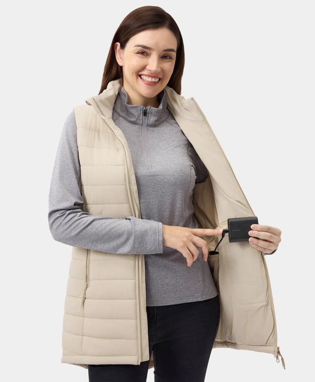 Tribeca Women's Heated Long Puffer Vest, Thumbnail 65
