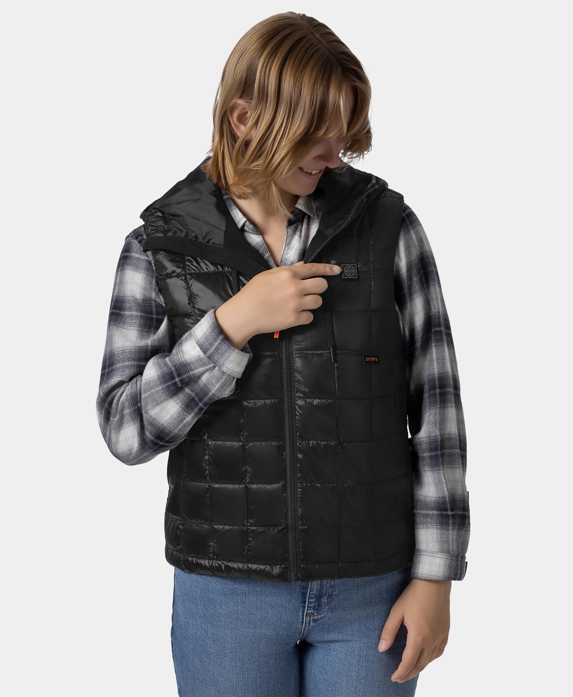 PuffLyte Women's Junior 4-Zone Hooded Heated Vest, Thumbnail 15