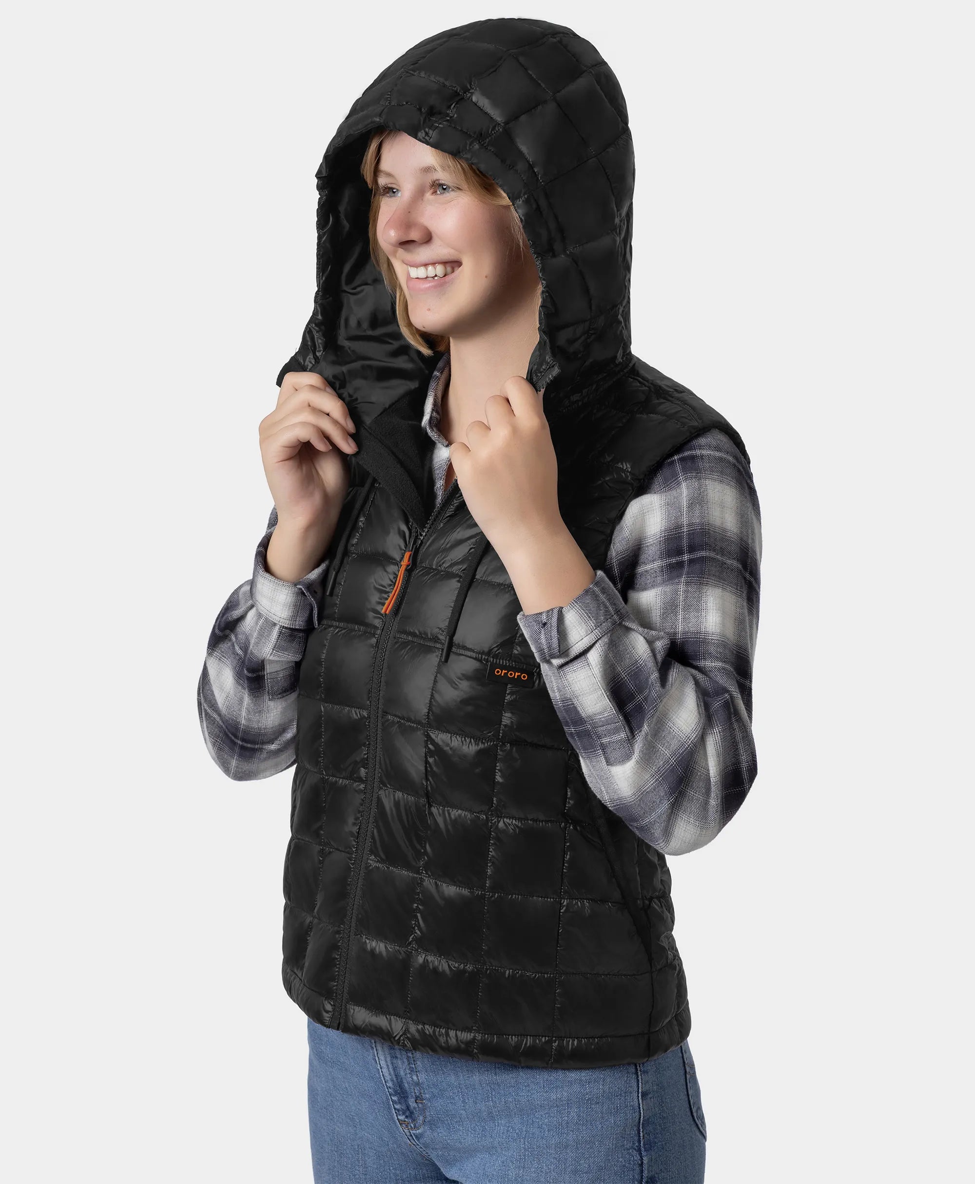 PuffLyte Women's Junior 4-Zone Hooded Heated Vest, Thumbnail 14