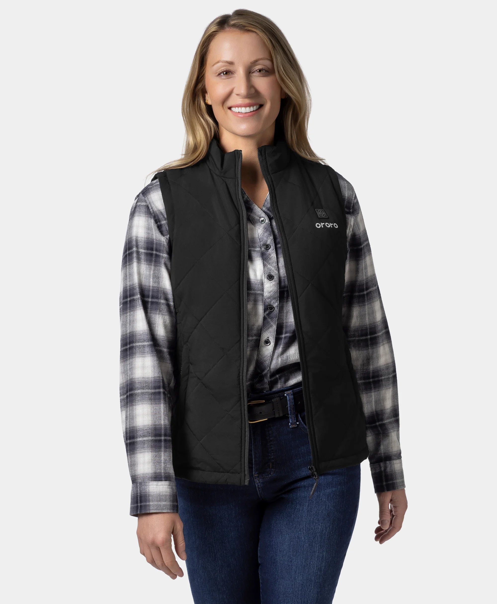 Women's Quilted Heated Vest - Black, Thumbnail 3