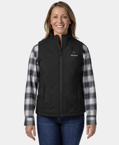 Women's Quilted Heated Vest - Black ,view 1