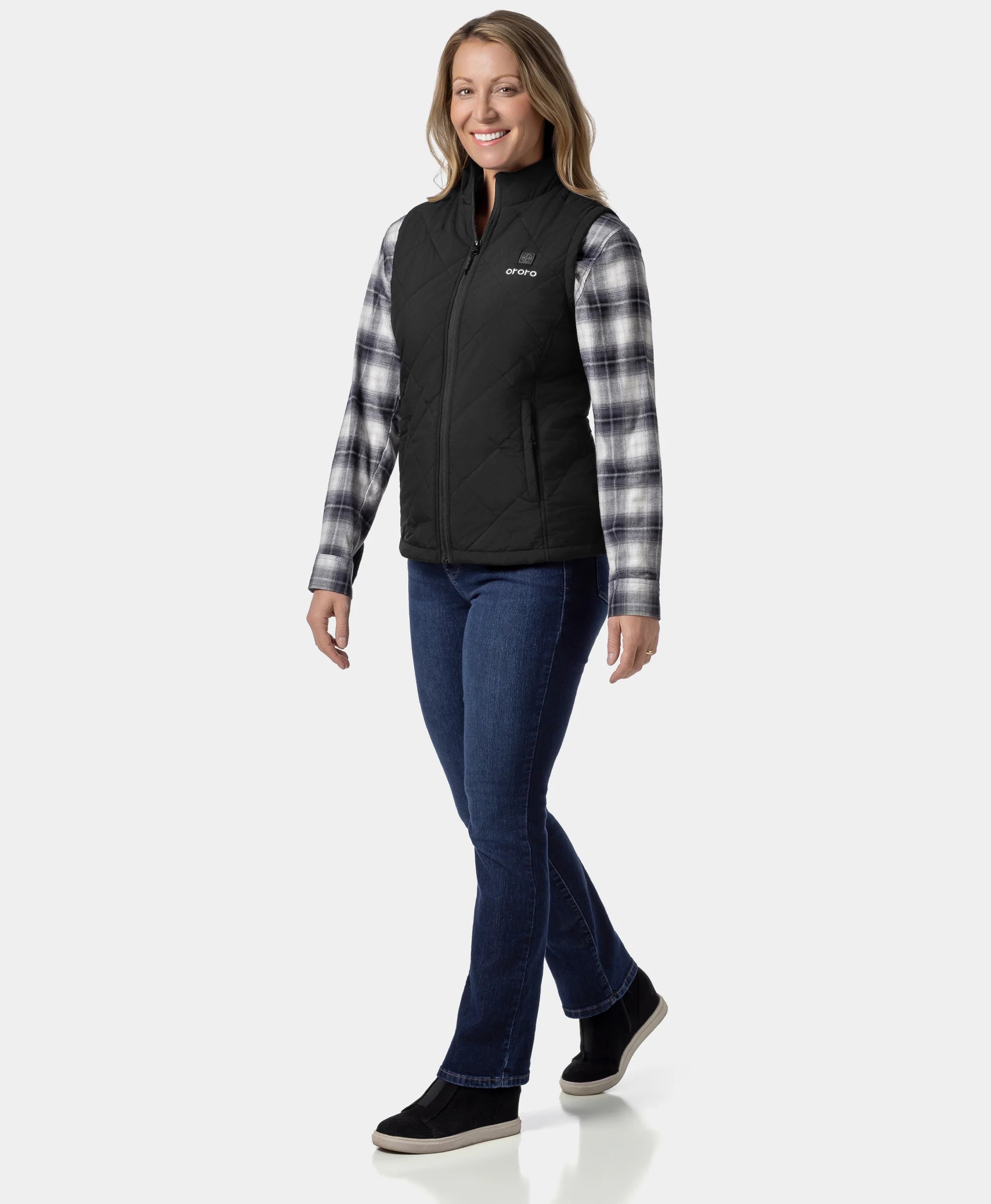 Women's Quilted Heated Vest - Black, Thumbnail 4