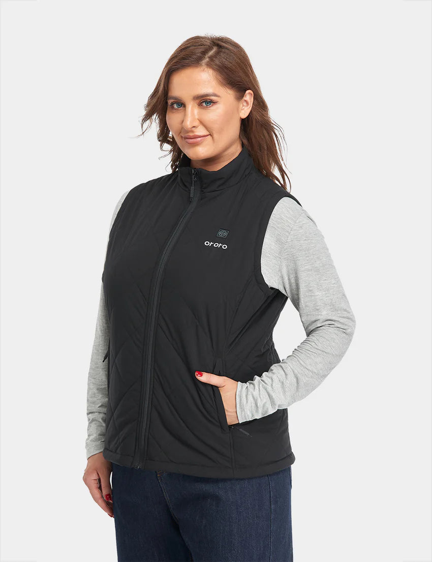 Women's Quilted Heated Vest - Black, Thumbnail 8
