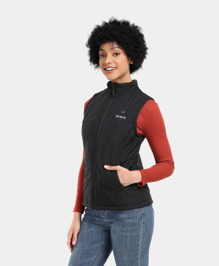 Women's Quilted Heated Vest - Black