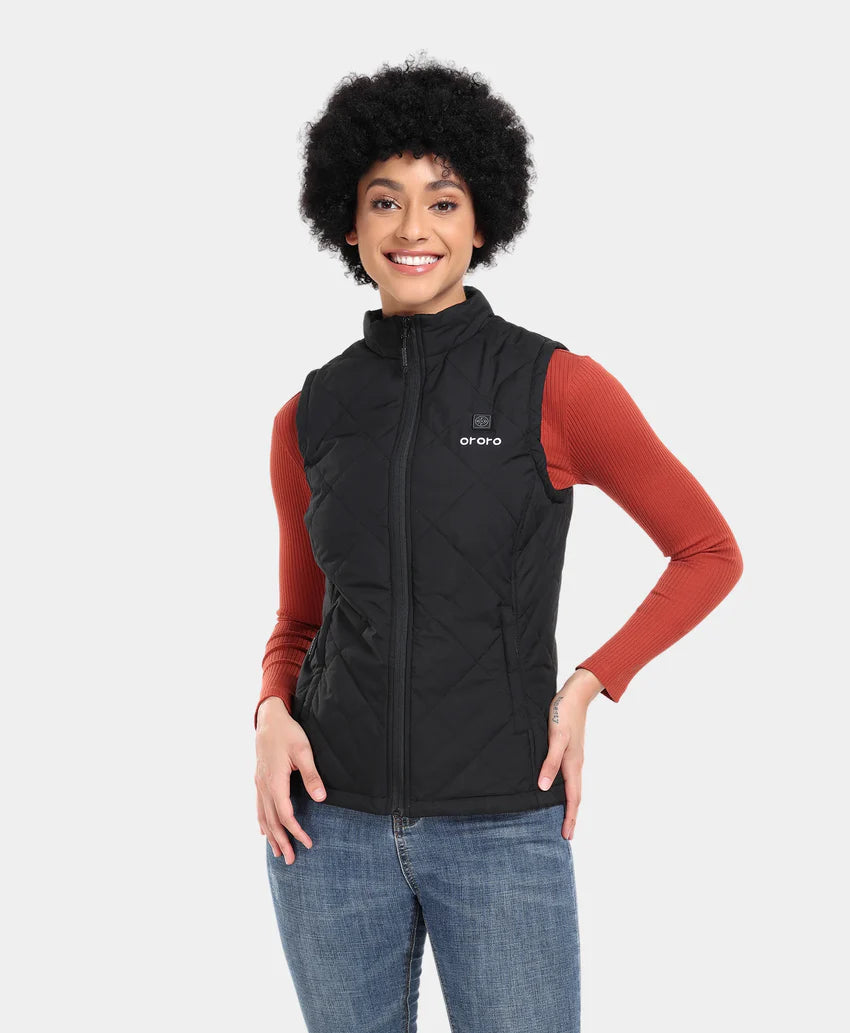 Women's Quilted Heated Vest - Black