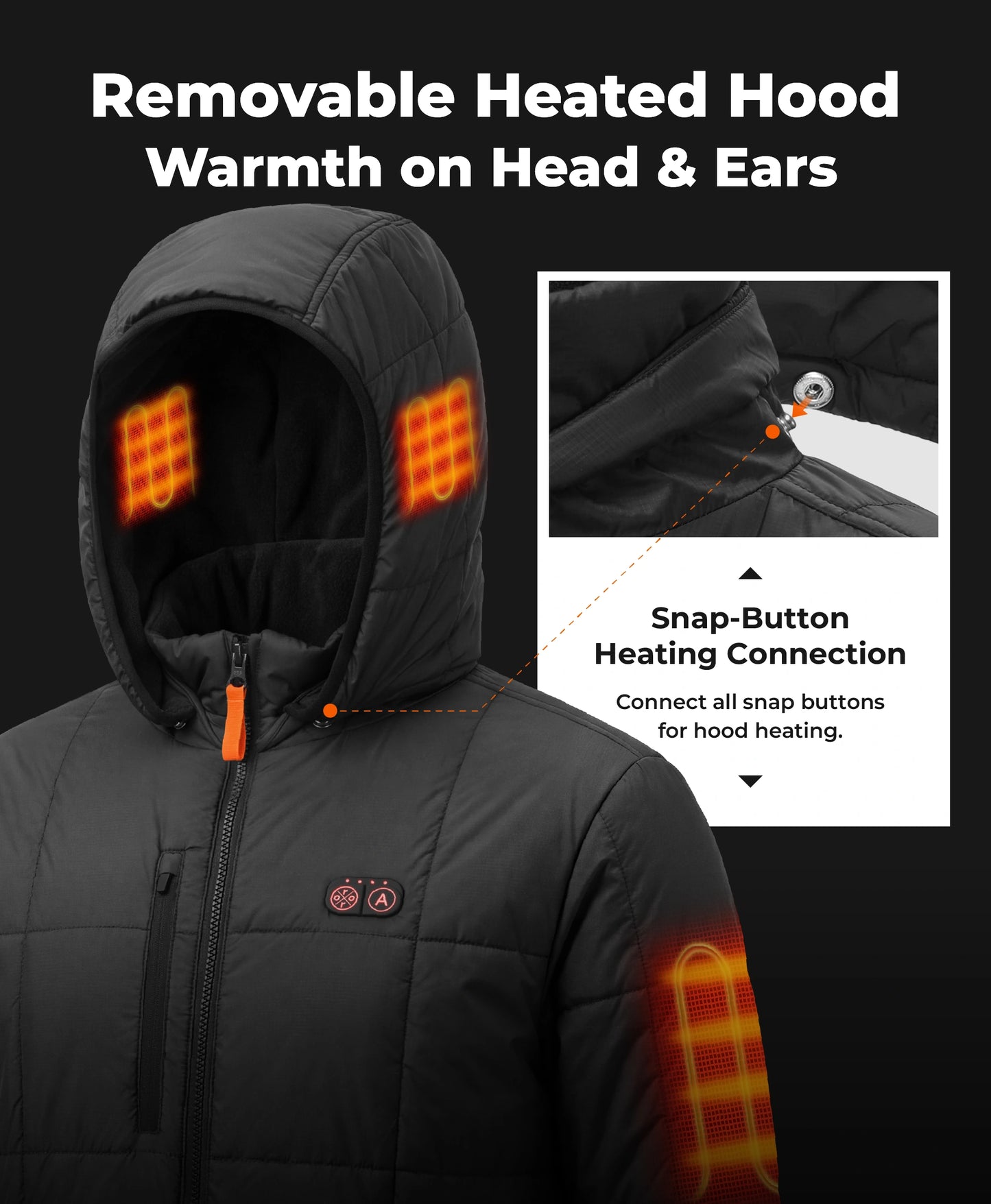 Overland Men's 7-Zone Heated Box Quilted Jacket with Heated Hood