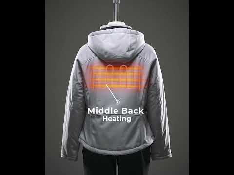 Women's Classic Heated Jacket (4 Heating Zones) - Black / Sharkskin Grey, Thumbnail 16