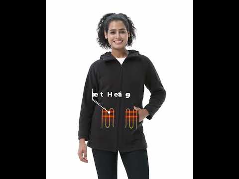 (Open-box) Felicity Women's Heated Long Hooded Fleece Jacket, Gallery 3