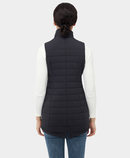 "Tribeca" Women's Heated Long Puffer Vest - Black