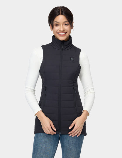  Women's Heated Long Puffer Vest black