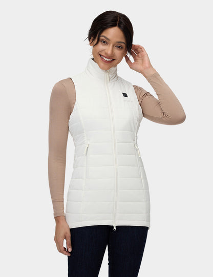 "Tribeca" Women's Heated Long Puffer Vest - White