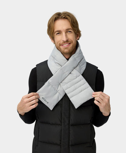 Heated Down Scarf Light Gray