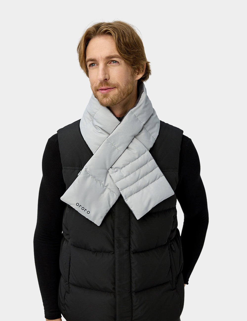 Heated Down Scarf Light Gray