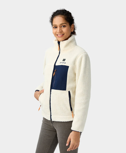 Women's Colorblock Recycled Fleece Heated Jacket - White