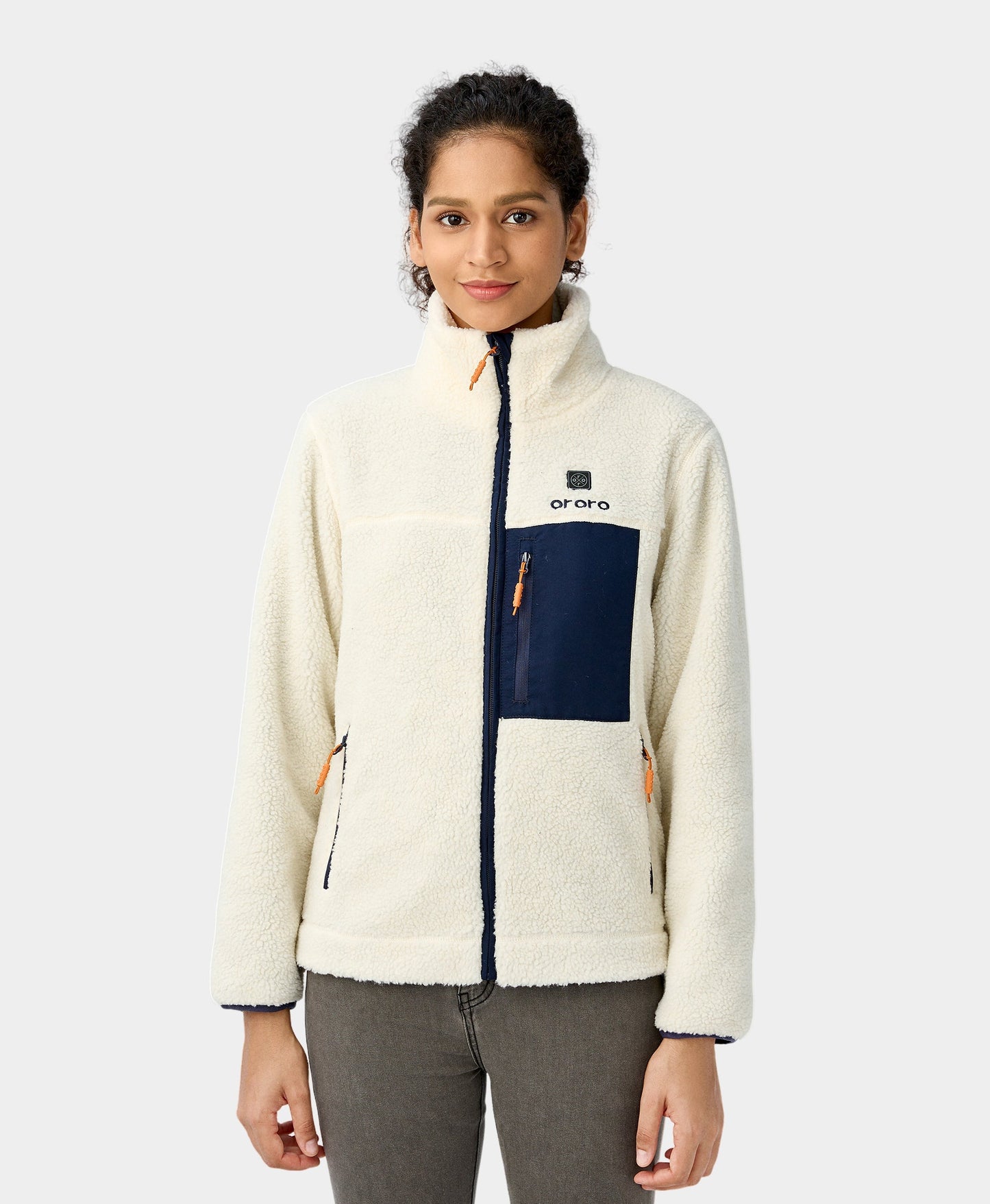 Women's Colorblock Recycled Fleece Heated Jacket - White