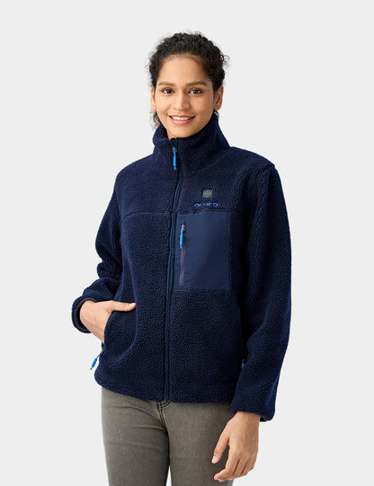 Women's Colorblock Recycled Fleece Heated Jacket - Navy Blue