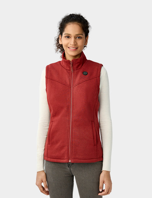 Women's Heated Fleece Vest - Red ,view 1