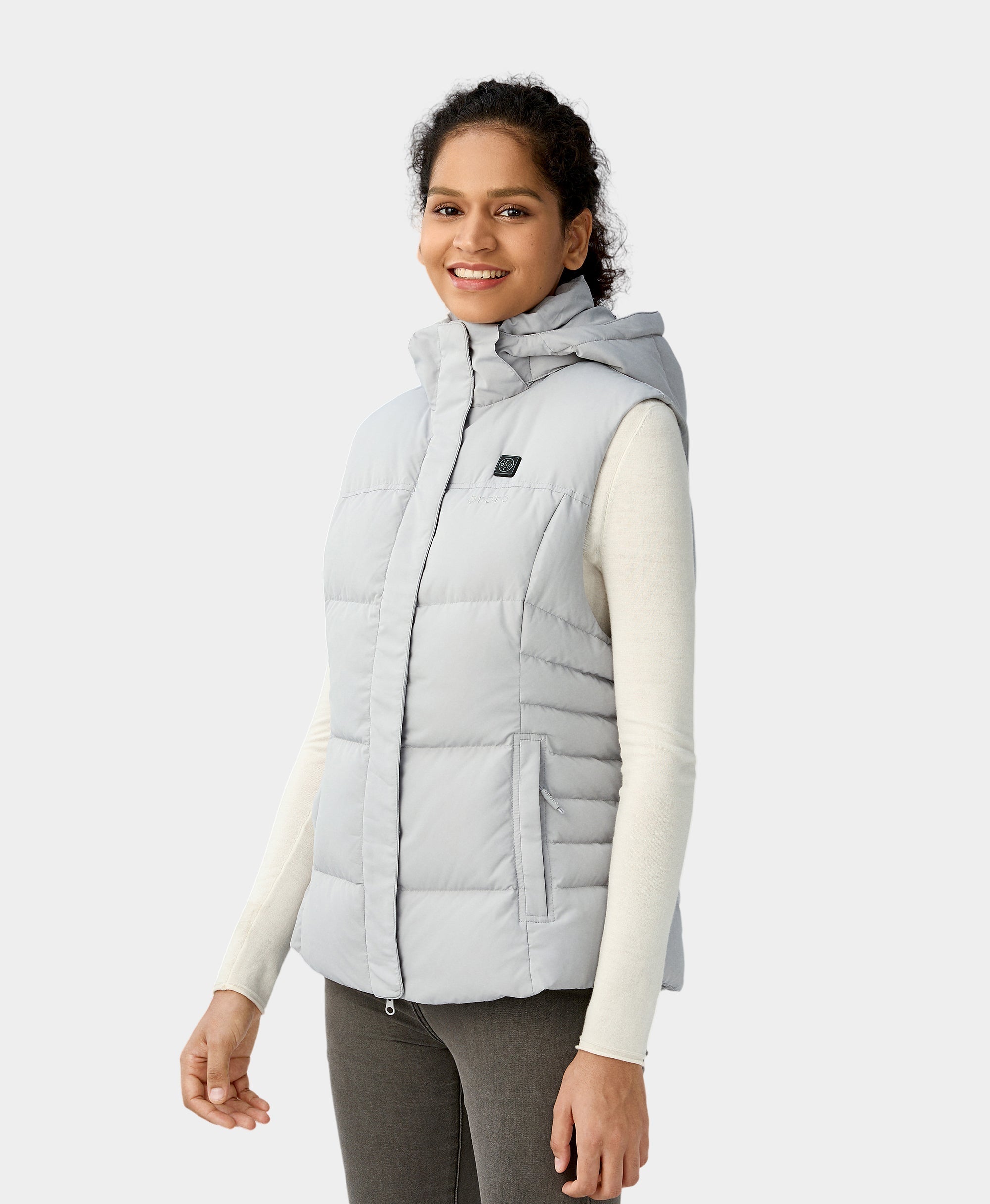 Women's Heated Down Vest - Gray