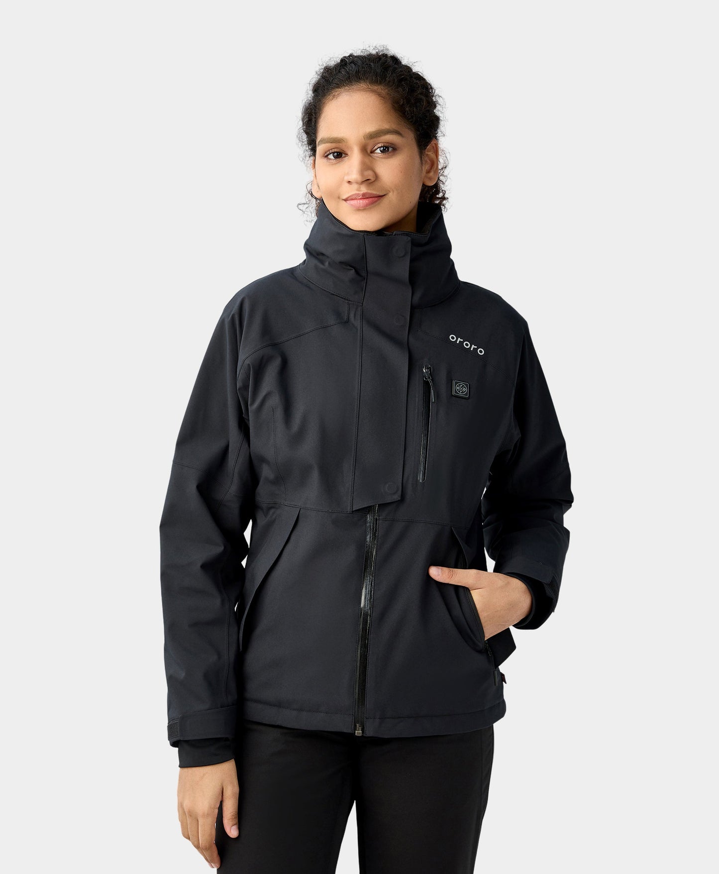 Women's Waterproof Heated Skiing Jacket - Black