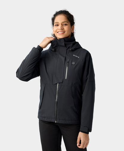 Women's Waterproof Heated Skiing Jacket - Black