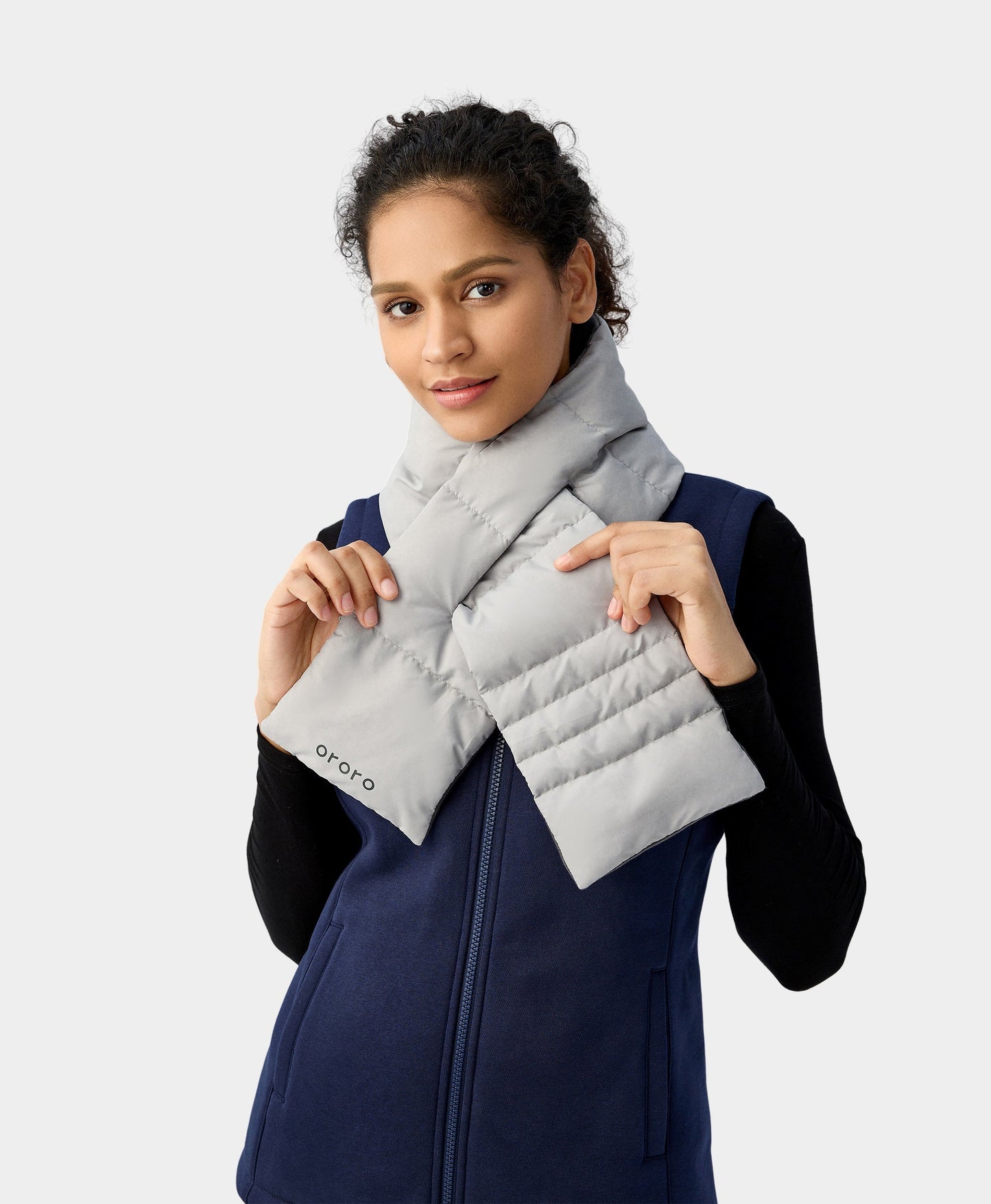 Heated Down Scarf Light Gray