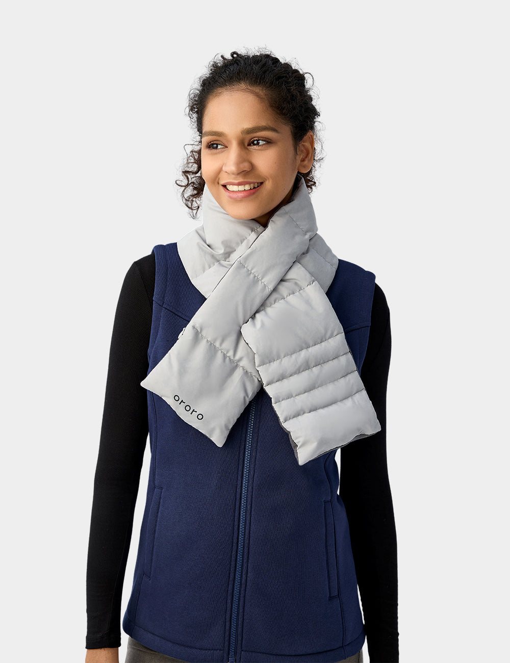 Heated Down Scarf Light Gray