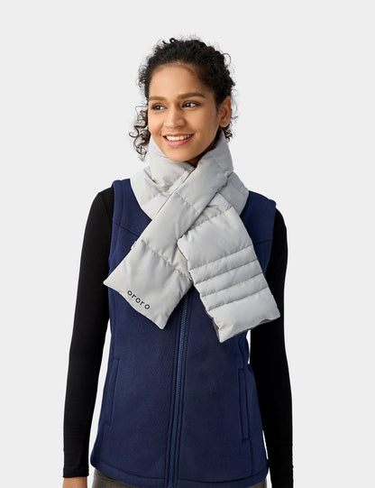 Heated Down Scarf Light Gray