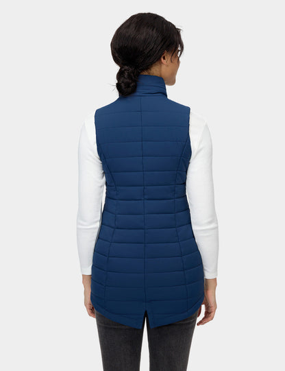 "Tribeca" Women's Heated Long Puffer Vest - Navy Blue