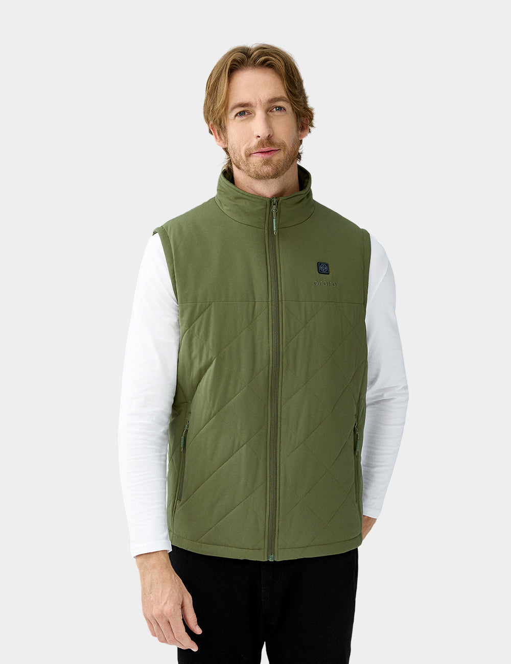 Men's Heated Quilted Vest -Olive Green