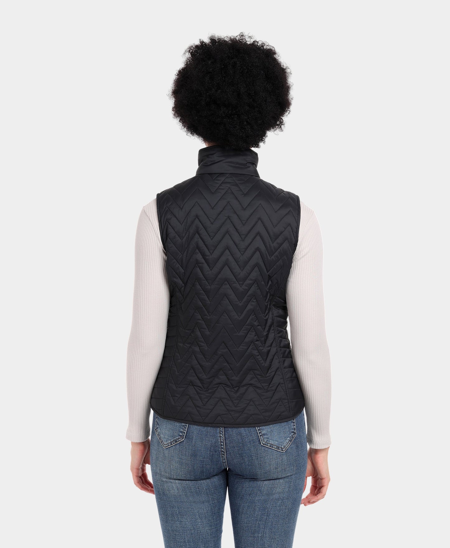 Women Heated Chevron Quilted Vest - Black