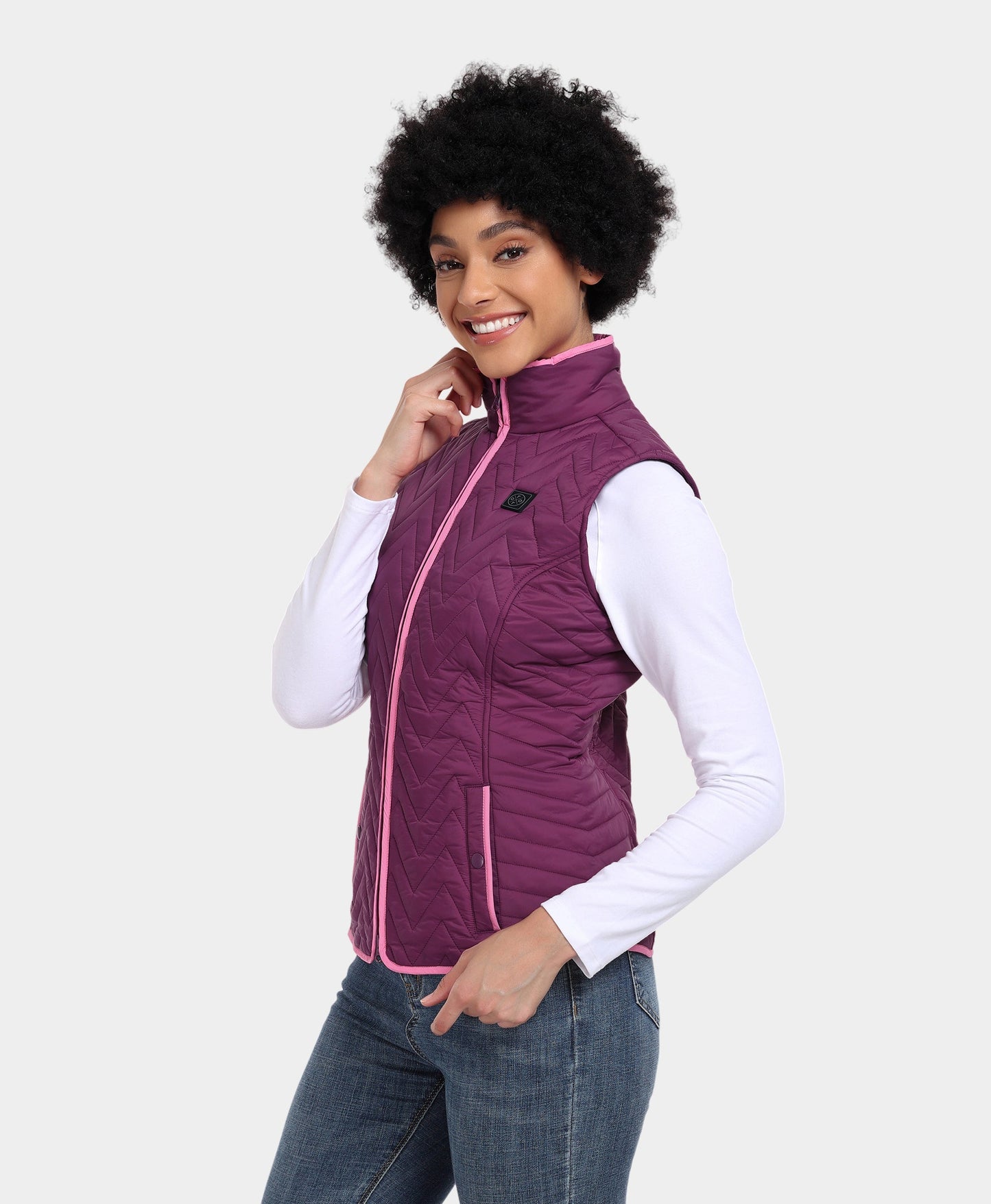 Women's Heated Chevron Quilted Vest - Purple