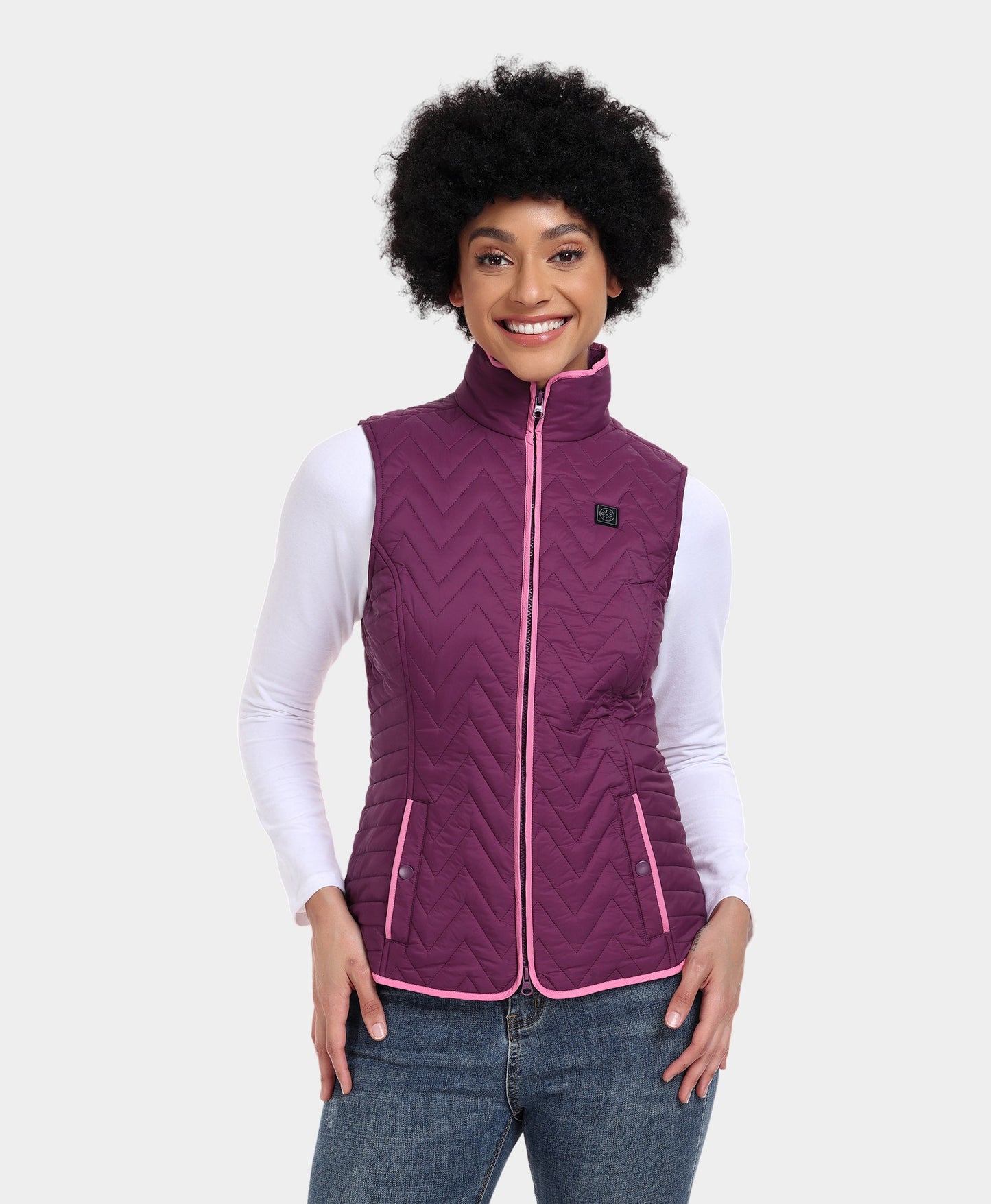 Women's Heated Chevron Quilted Vest - Purple