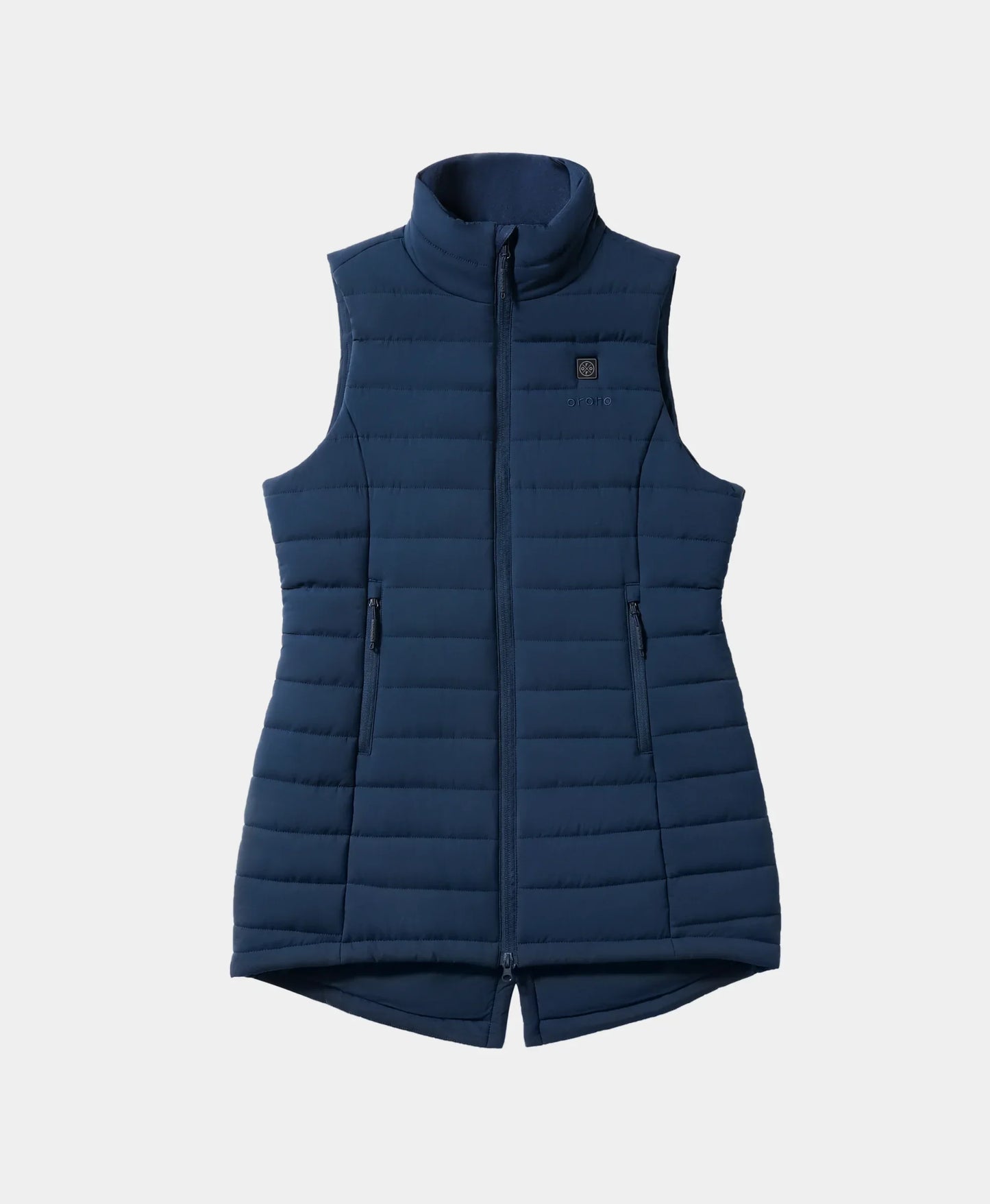 "Tribeca" Women's Heated Long Puffer Vest - Navy Blue